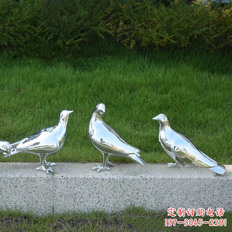 泉州银白色不锈钢电镀鸽子雕塑摆件