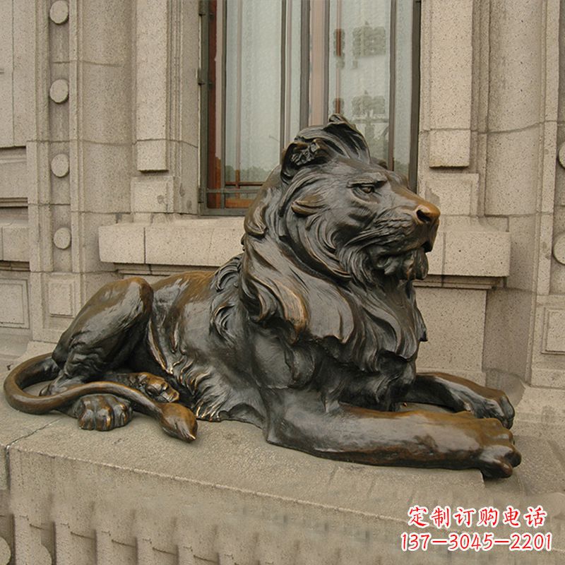 泉州银行大门铜雕港币狮子看门动物雕塑