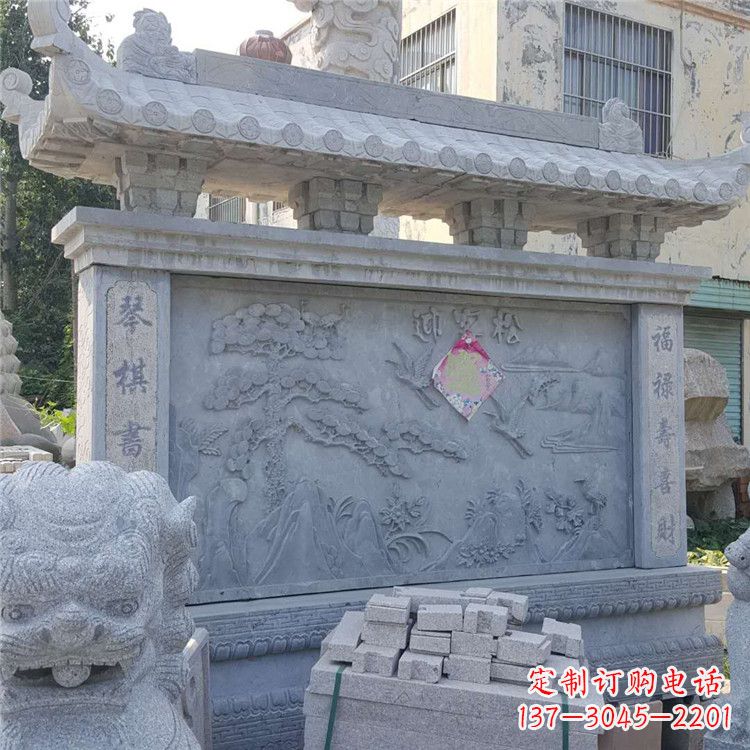 泉州迎客松石雕影壁墙