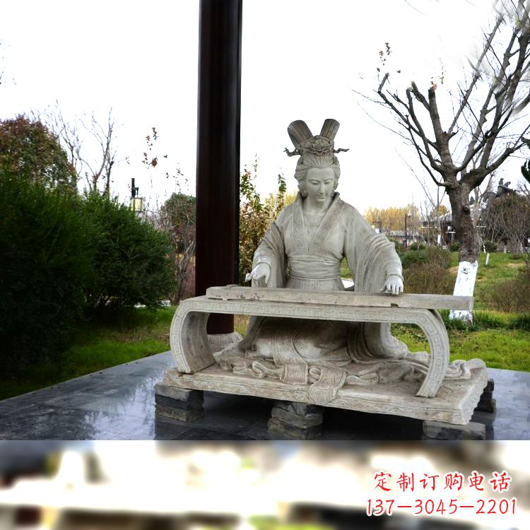 泉州虞姬弹琴雕塑-公园古代人物著名美女情景雕塑