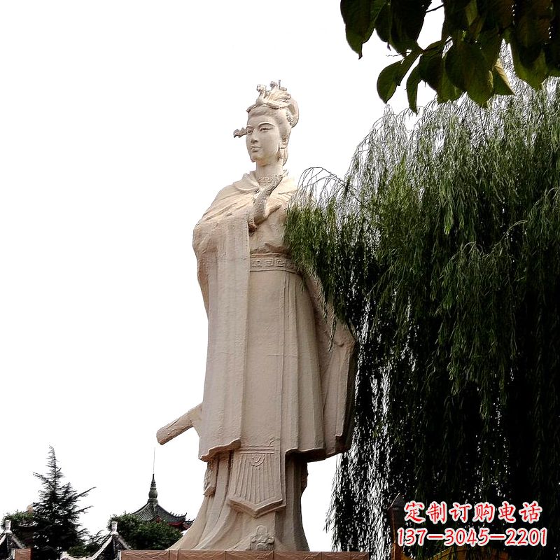 泉州虞姬砂岩石雕-景区园林古代人物著名美女雕像