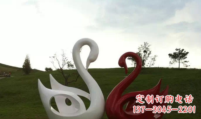 泉州园林不锈钢抽象天鹅雕塑