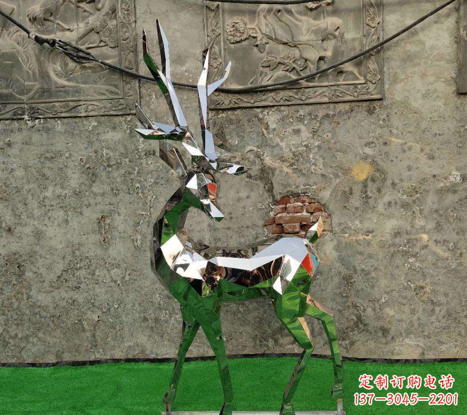 泉州园林不锈钢抽象小鹿雕塑