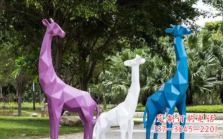 泉州园林不锈钢动物长颈鹿雕塑