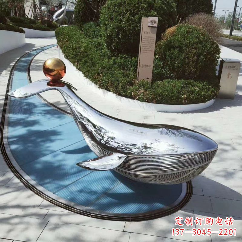 泉州园林不锈钢海豚景观摆件