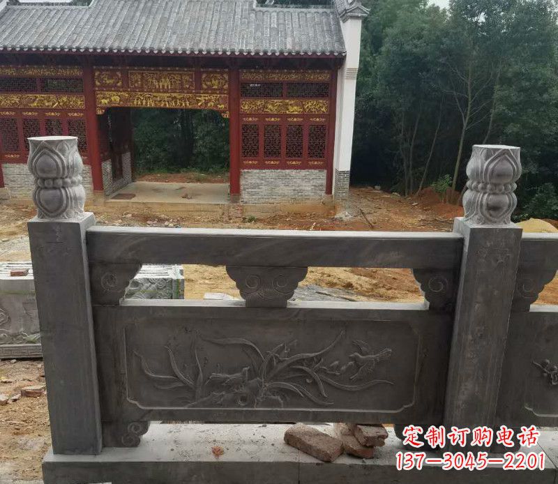 泉州园林仿古兰花石浮雕栏板景观石雕