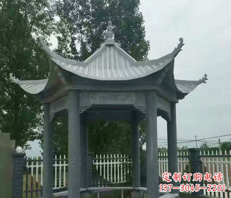 泉州园林仿古石凉亭景观石雕 (2)