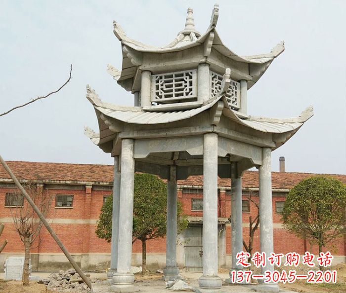 泉州园林仿古双层石雕凉亭 (2)