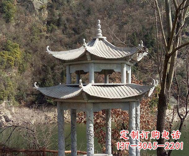 泉州园林仿古双层石雕凉亭