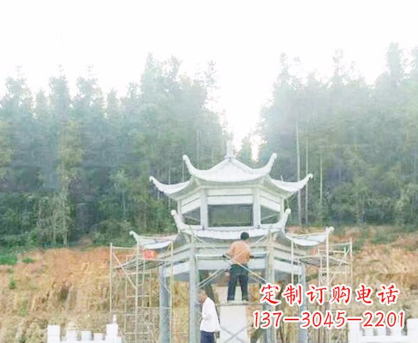 泉州园林仿古双层石凉亭景观石雕 (2)
