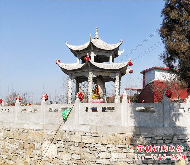 泉州园林仿古双层石凉亭景观石雕 (3)
