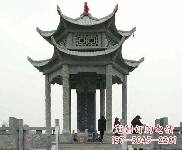 泉州园林仿古双层石凉亭景观石雕