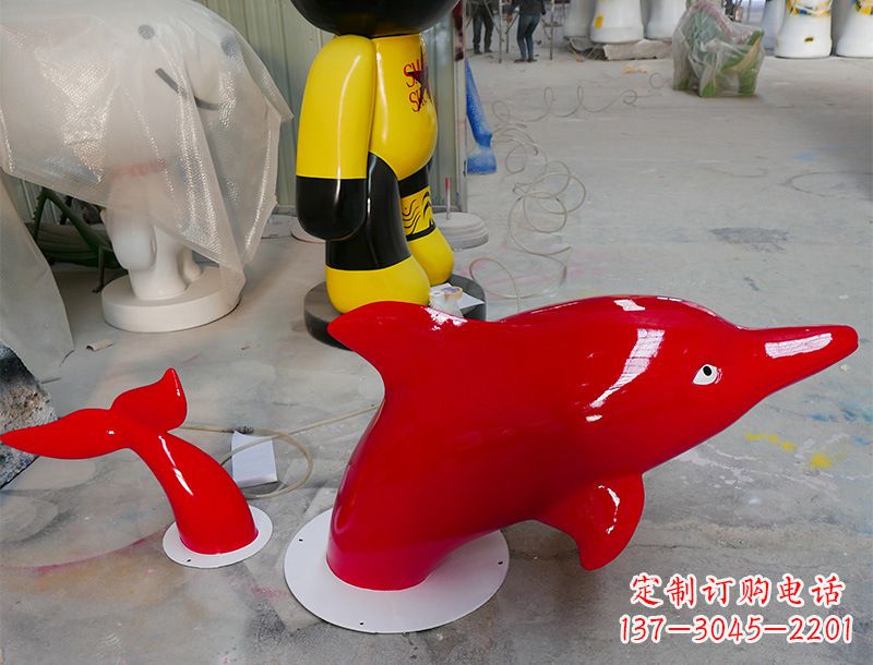 泉州园林广场创意海豚入水出水雕塑摆件