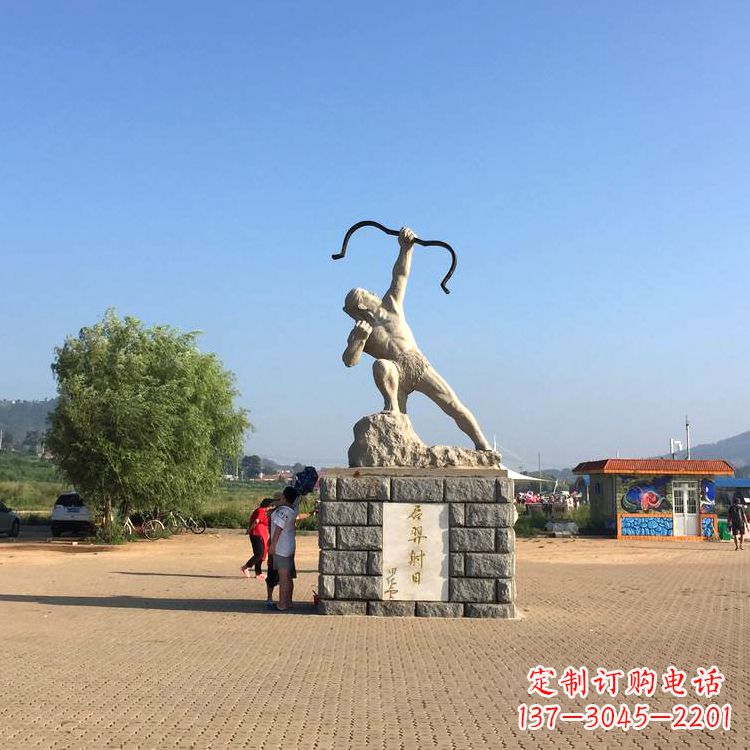泉州园林广场后羿射日汉白玉雕塑