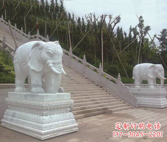 泉州园林汉白玉大象景观石雕