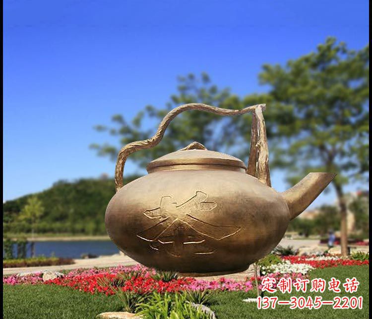 泉州园林景观茶壶铜雕