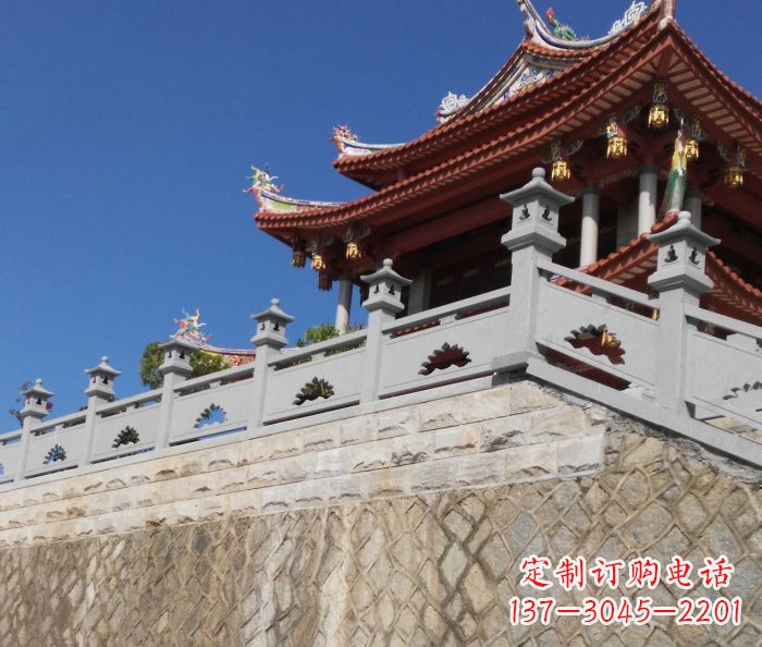 泉州园林景观大理石镂空莲花石栏板