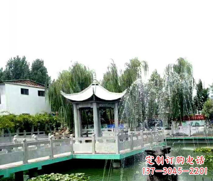 泉州园林景观单层六角石雕凉亭