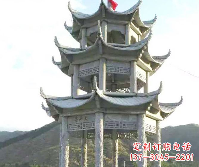泉州园林景观多层凉亭石雕 (3)