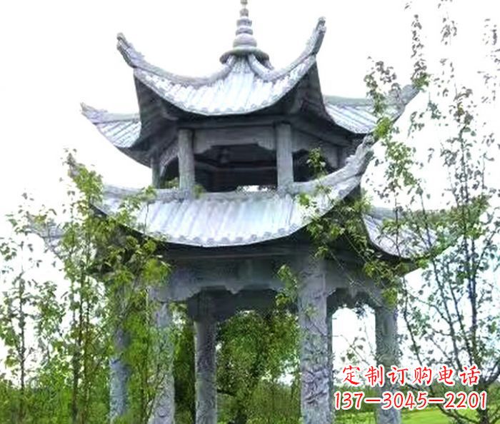 泉州园林景观仿古六角石凉亭