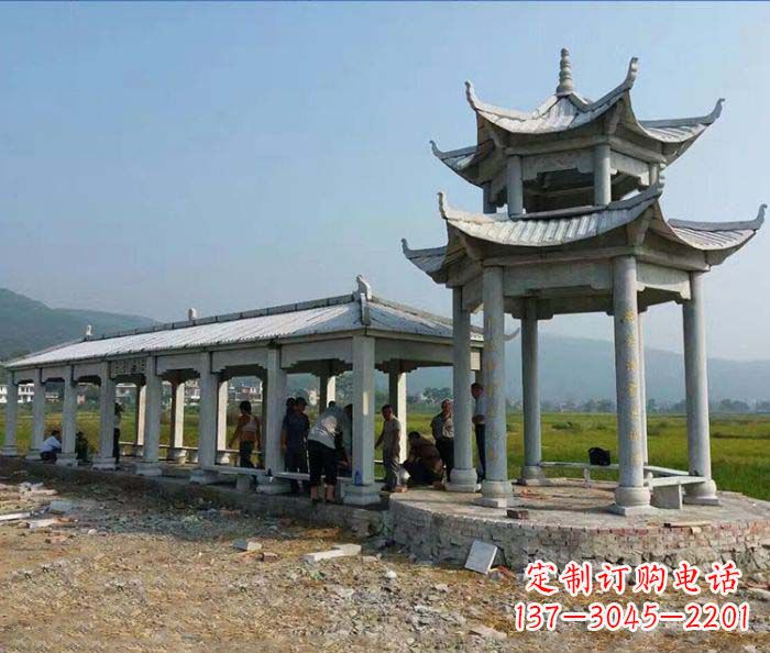 泉州园林景观仿古石雕长廊凉亭