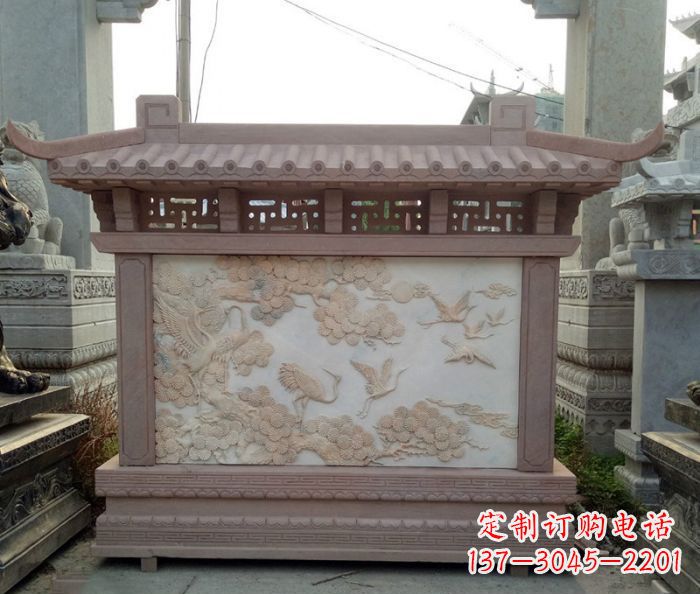 泉州园林景观松鹤石浮雕影壁