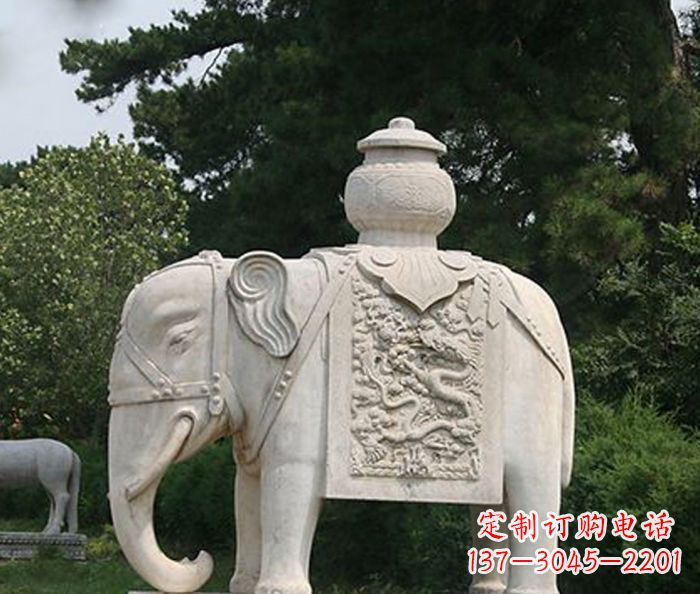 泉州园林景观驮宝大象石雕