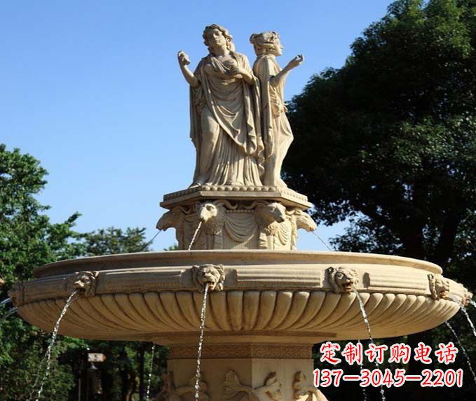 泉州园林景观西方人物喷泉石雕