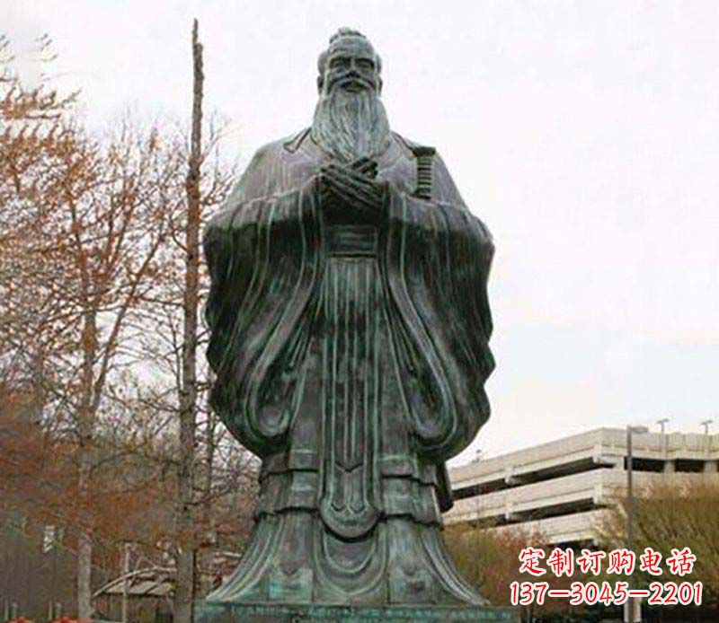 泉州园林老子人物铜雕