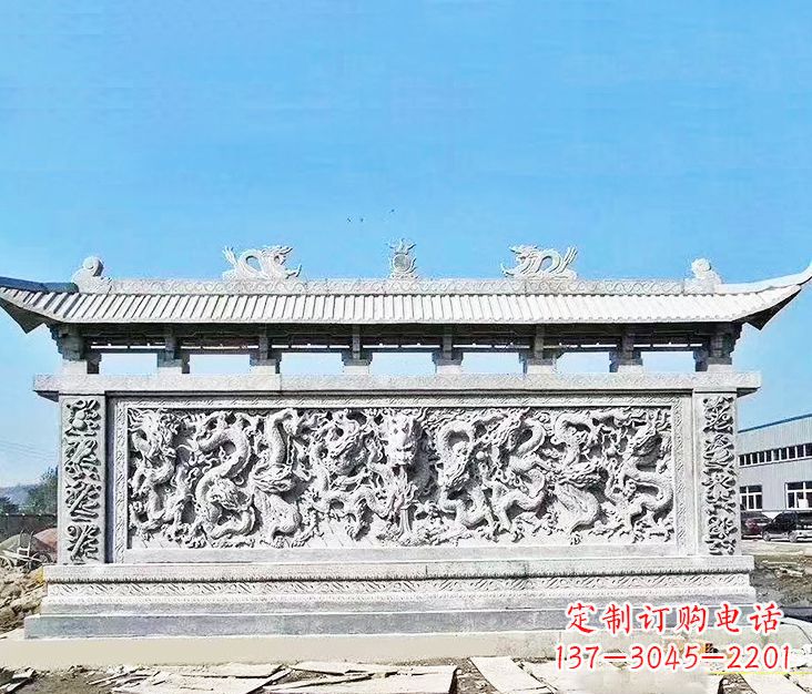 泉州园林龙浮雕影壁墙景观石雕
