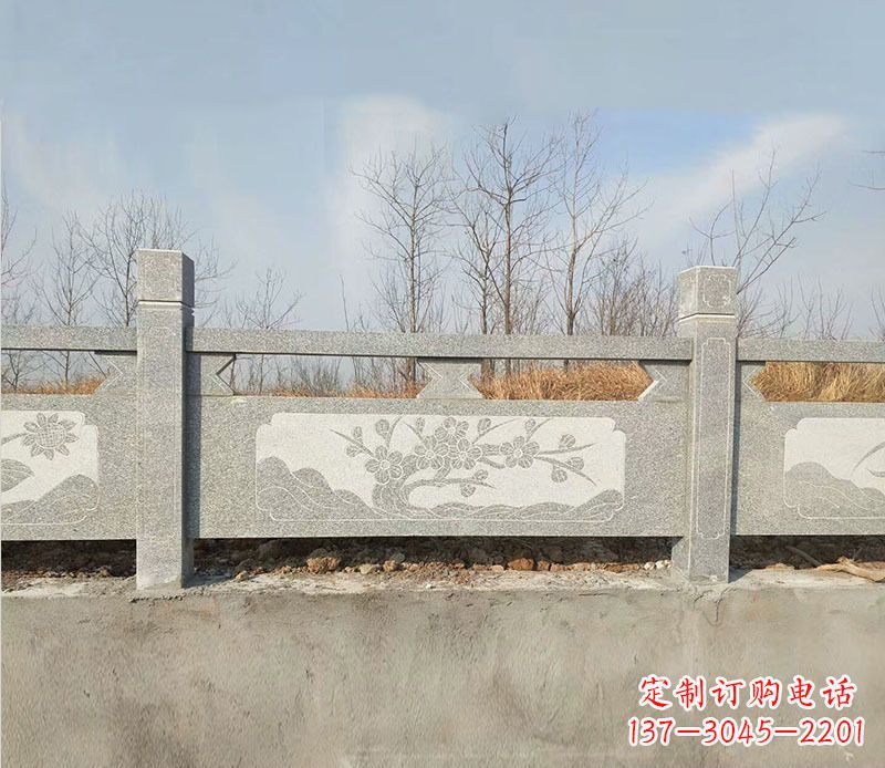 泉州园林梅花石浮雕栏板景观石雕