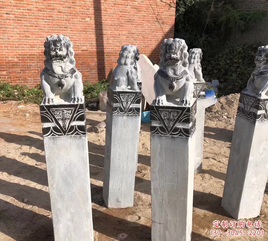 泉州园林石雕狮子拴马桩