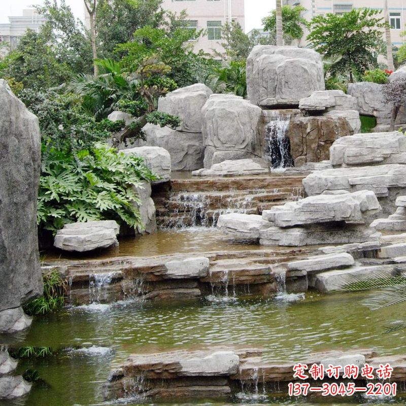 泉州园林石头假山流水