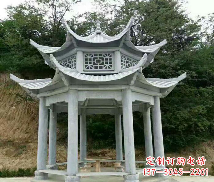 泉州园林双层凉亭石雕 (2)