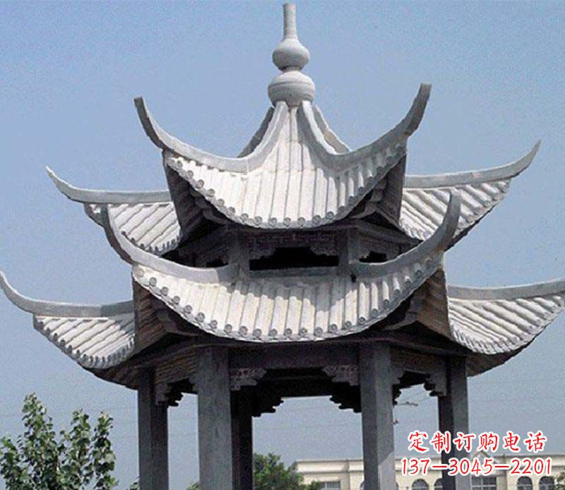 泉州园林双层石凉亭景观石雕