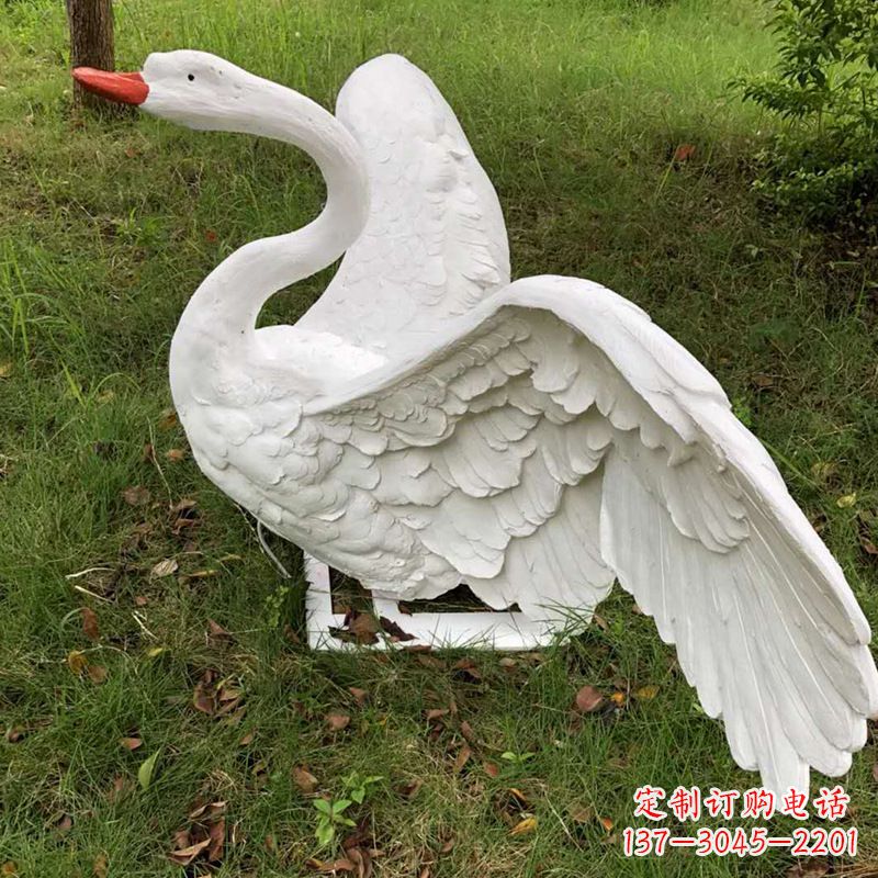 泉州展翅飞翔白天鹅仿真发光动物雕塑