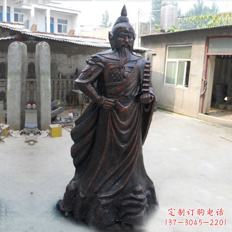 泉州战神托塔天王李靖铸铜雕塑