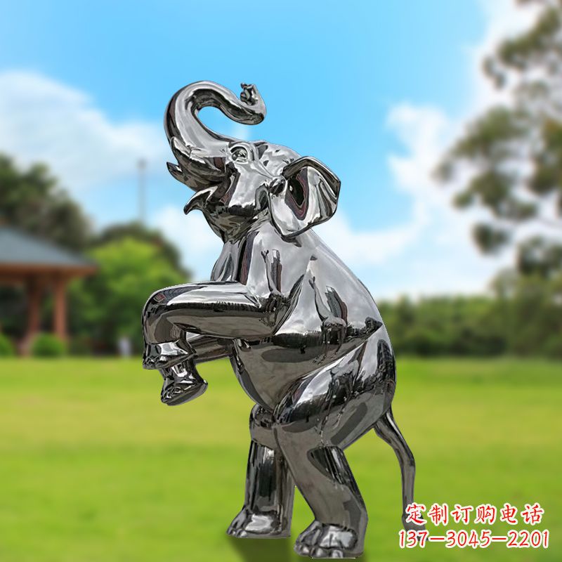 泉州站立的不锈钢小象雕塑