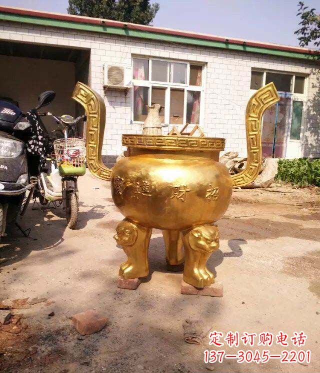 泉州招财进宝香炉寺庙铜雕