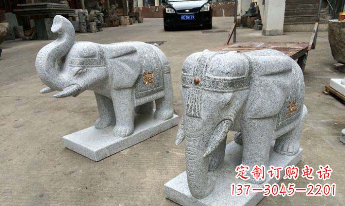 泉州招财进宝芝麻灰大象石雕 (2)