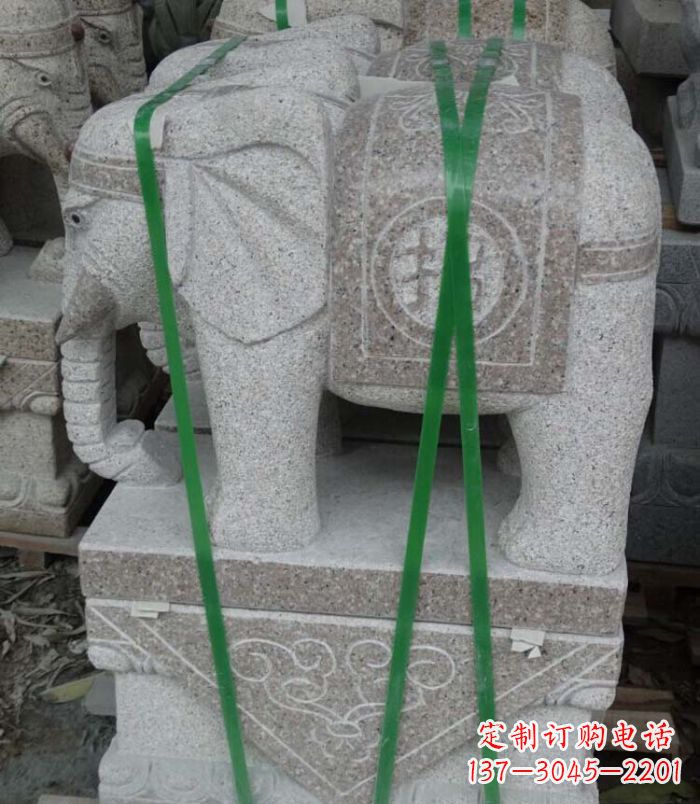 泉州招财进宝芝麻灰大象石雕 (4)