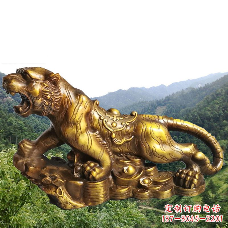泉州招财老虎漆金12生肖动物雕塑