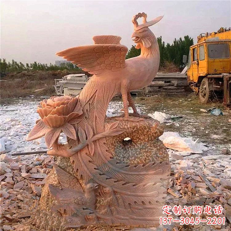 泉州中国古代传说中的瑞鸟凤凰牡丹石雕