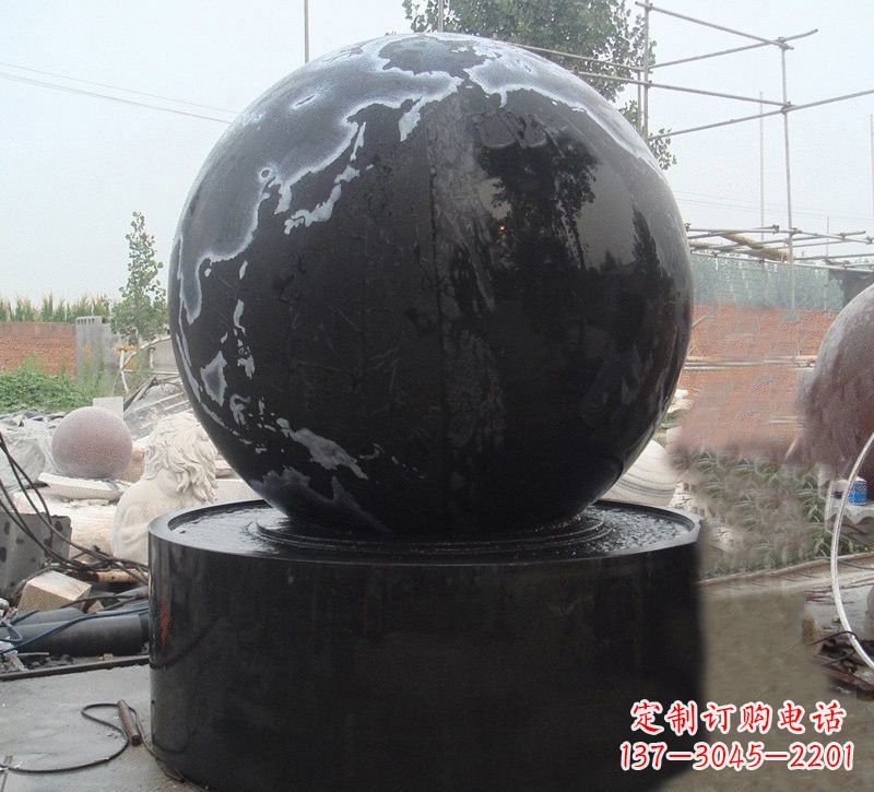 泉州中国黑风水球石雕