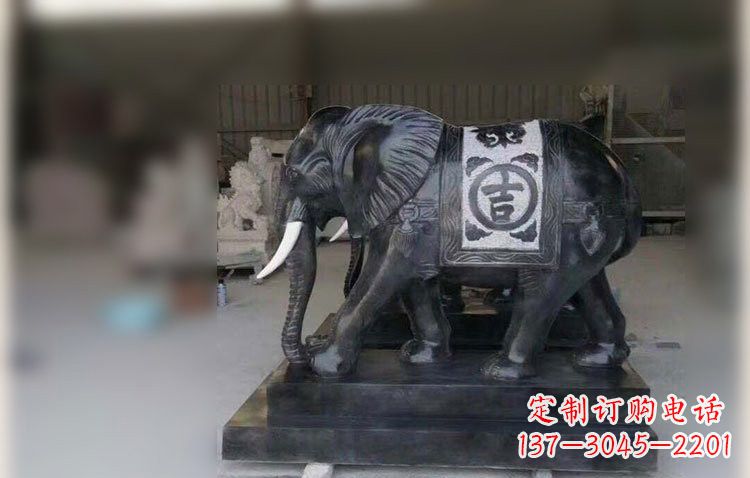 泉州中国黑石材大象雕塑