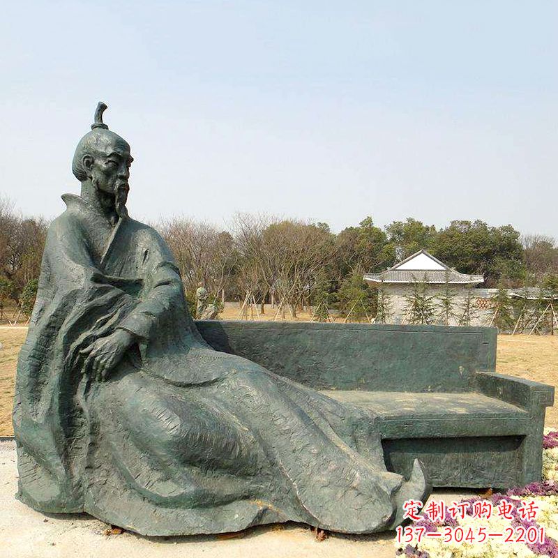 泉州中国明末清初知名画家八大山人（朱耷）雕塑塑像-公园历史名人铜雕像
