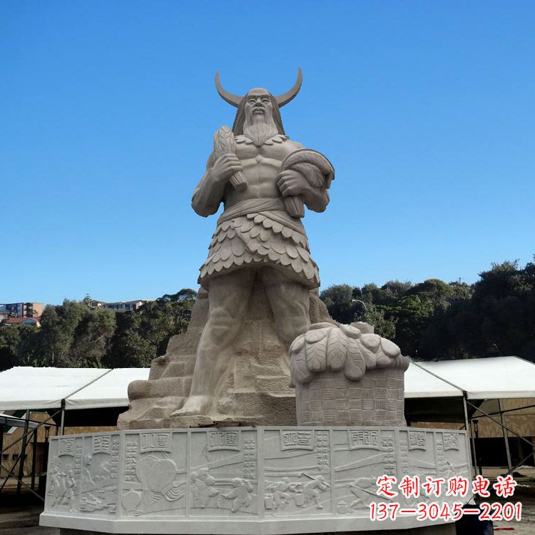 泉州中国上古人物人文初祖汉白玉神农雕像