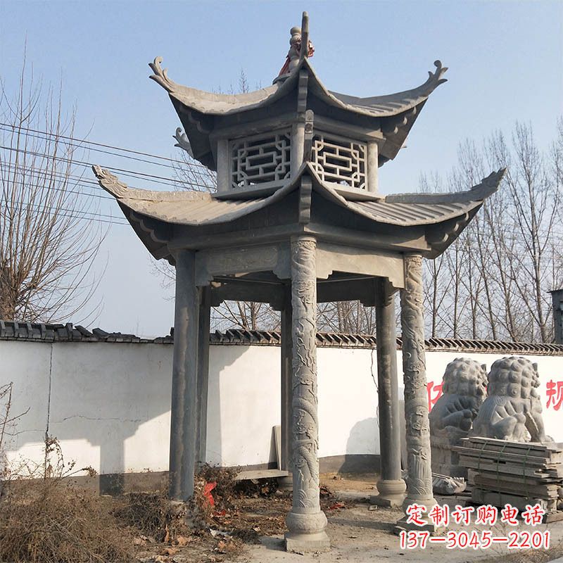 泉州中式双层石雕凉亭