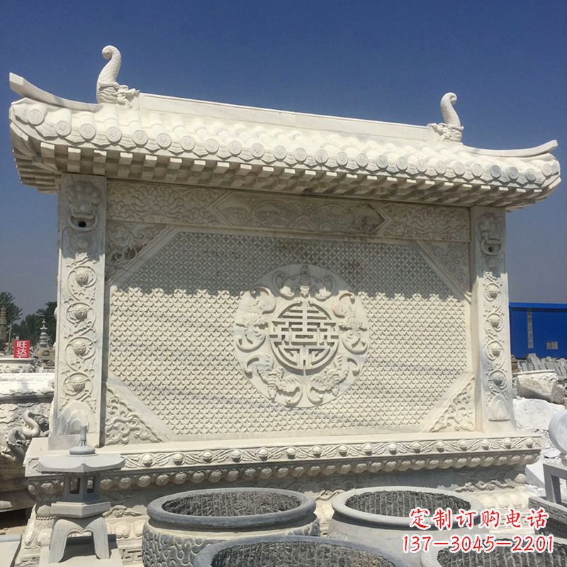 泉州中式庭院影壁石雕-中国古建大门萧墙