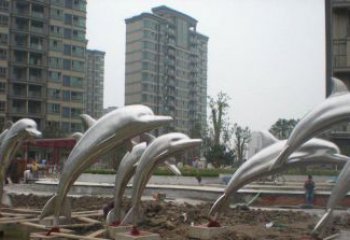 泉州小区不锈钢跳跃海豚雕塑